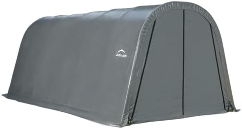 ShelterLogic Garage-in-a-Box Roundtop Replacement Cover 90509 | for Model 62668 and 62775 | 12x24x10 & 13x24x10 | Gray | Cover Only – Frame Not Included