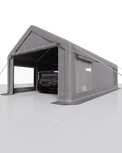 13x25 Ft Carport with 10 Sandbags, Car Port with 220g PE Tarp, 2 Roll-Up Door...
