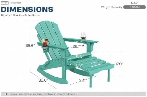 All-Weather HDPE Rocking Adirondack Chairs Set of 2, Heavy Duty Folding Patio...