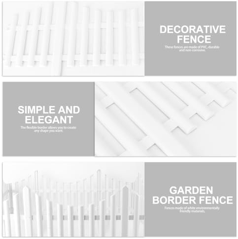 5 Pcs Flexible Picket Fence Garden Border, Plastic Decorative Landscape Edgin...