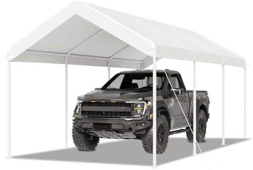 Aoxun 10x20 FT Carport, Heavy Duty Car Canopy Portable Garage, White