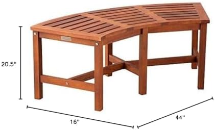 Solid Wood Fire Pit Curved Bench 44" Outdoor Garden Patio