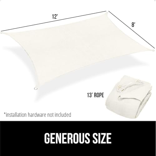 GORILLA GRIP Heavy Duty Sun Shade Sail for Outdoor Patio, 8x12 FT, Ivory