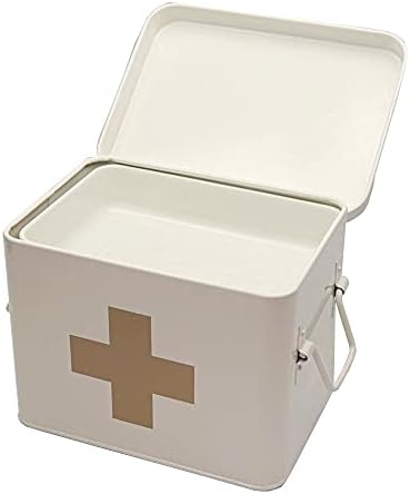 Lassos Boutique Retro Enameled First Aid Box for Medicine Storage and Home De...