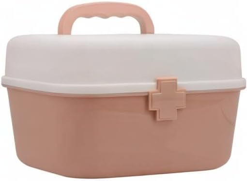 Plastic First Aid Storage Box Container Bin with Removable Tray and Portable ...