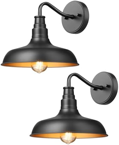 DEWENWILS 2 Pack Gooseneck Barn Outdoor Wall Light, Farmhouse Porch Light