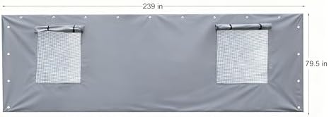 Rutile 10x20 Carport Replacement Sidewall, 180G PE Waterproof & UV Protec...
