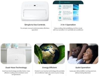 Hisense 8,000 BTU DOE/SACC (10,000 ASHRAE) Portable Air Conditioner Dual Hose...
