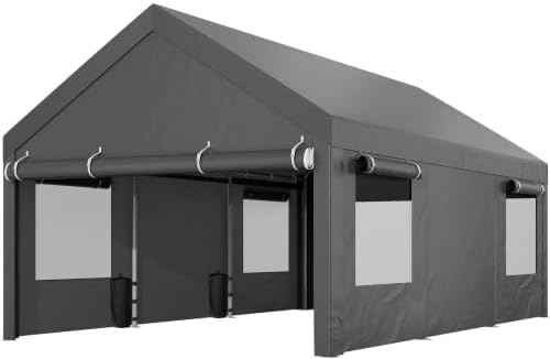 Shintenchi 12x20 FT Heavy-Duty Design Carport,Portable Garage Canopy,Carport ...