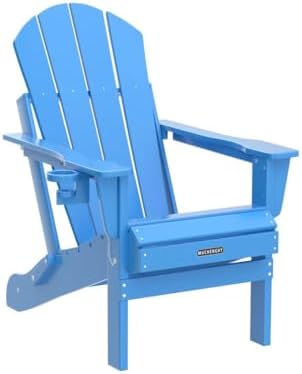 MUCHENGHY Folding Adirondack Chair HDPE for Fire Pit Outdoor, Navy Blue