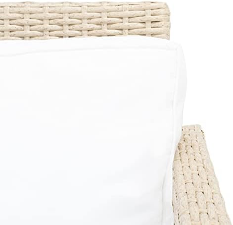 Safavieh Outdoor Collection Garnen Beige Wicker Cushion 4-Piece Living Set PA...
