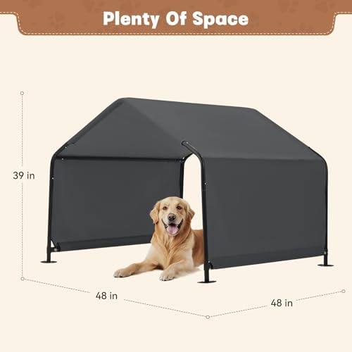 Outdoor Dog Tent Shade, 4'x4'x3' Dog Shelter House for Large Medi...