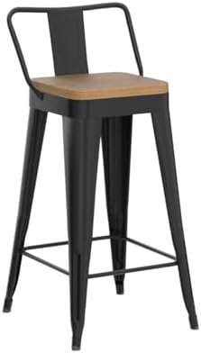 WENTMENT Bar Stools Set of 4 Counter Height Metal Barstools with Removable Ba...
