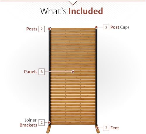 Enclo Easy Assembly Freestanding/Surface Mounted Privacy Screen, Hardwood