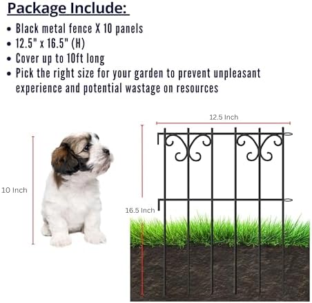 ShopLaLa Garden Fence Animal Barrier (10 Panels) 12x16.5in Black Dog Fences