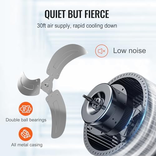 VEVOR 20 Inch Wall Mount Fan, Oscillating, 3-Speed, 4000 CFM, 2 Pack