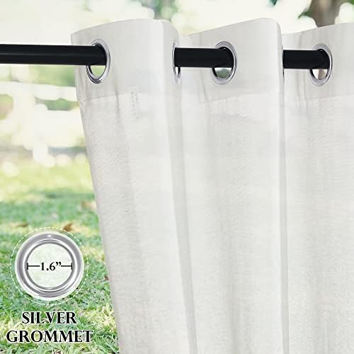 RYB HOME Linen Sheer Outdoor Curtains for Patio Waterproof 84 inch Length