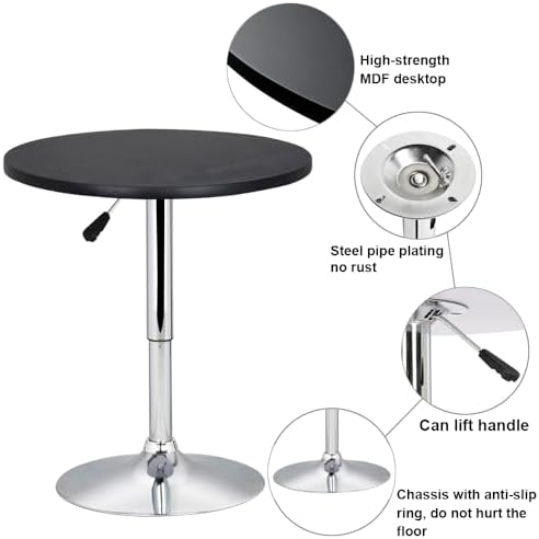 Topeakmart Modern Round Bar Table Adjustable Bistro Pub Counter Swivel Cafe T...
