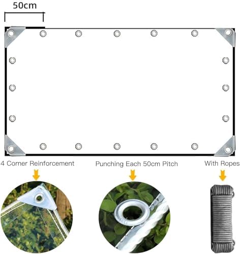Clear Tarp with Grommets,Vinyl Tarpaulin Heavy Duty (12 * 16FT(3.6 * 4.8M)