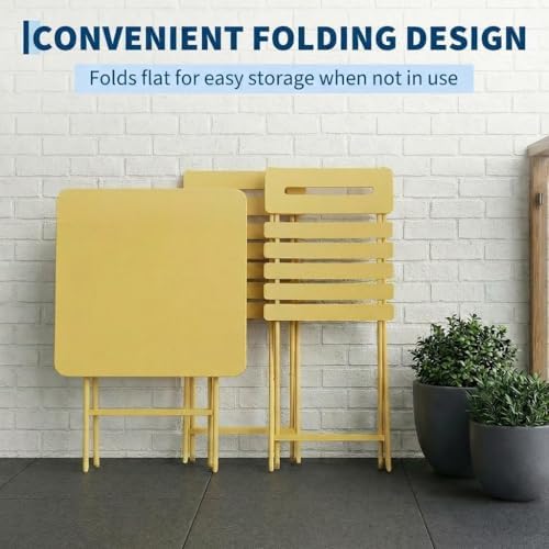 Garvee 3-Piece Bistro Set, Outdoor/Indoor Folding Patio Furniture Set,Space S...