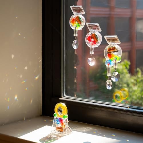 Kikkerland Solar Powered Rainbow Maker – Prism Suncatcher, Fun Home Window De...