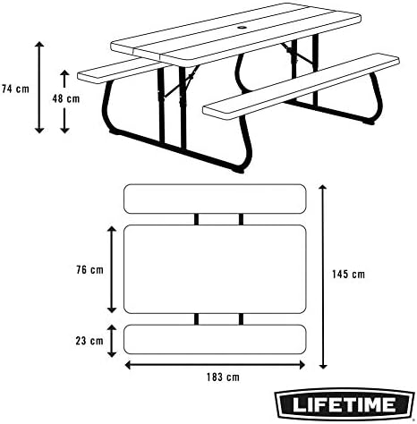Lifetime 60112 6-Foot Picnic Table, Seats 8, Brown Plastic Top, All-Weather S...