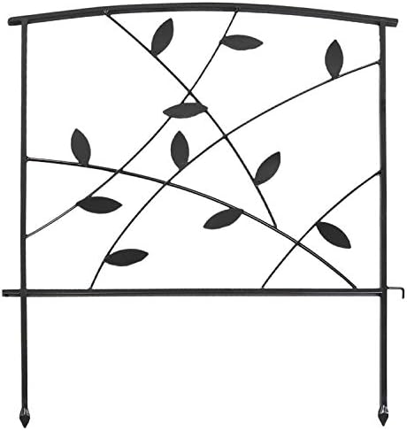 Sunnydaze No Dig Decorative Garden Fence Border, 5 Panels, 10' Total, Black