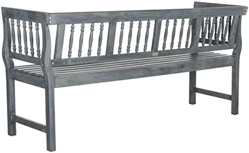 SAFAVIEH Outdoor Brentwood Wood Bench, 72.1" Ash Grey PAT6732B