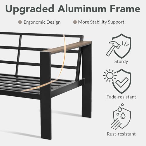Aluminum Outdoor Patio Furniture Set 7 Pieces Light Gray