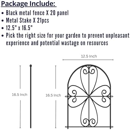 ShopLaLa Garden Fence (20 Panels) 12.5inx16.5in Decorative Metal Fences
