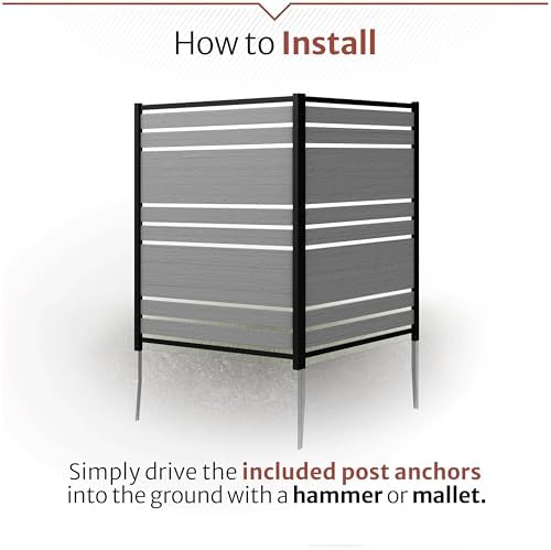 Enclo Vienna Privacy Screen, Charcoal Vinyl DIY No Dig Kit