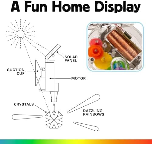 Kikkerland Solar Powered Rainbow Maker – Prism Suncatcher, Fun Home Window De...