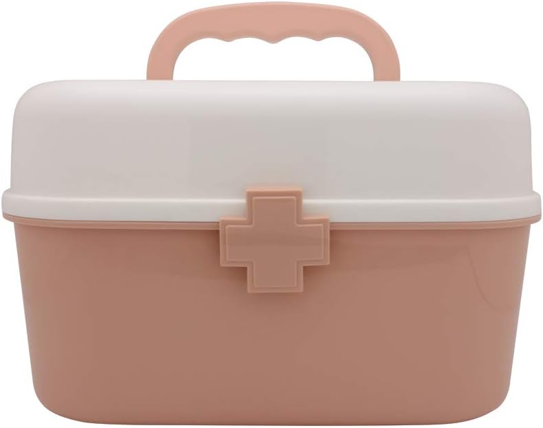 Plastic First Aid Storage Box Container Bin with Removable Tray and Portable ...