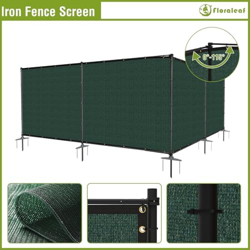 6'x12' Privacy Fence Sets with Iron Poles Outdoor Mesh Shade Net Cove...