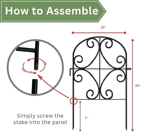ShopLaLa Garden Fence Border Animal Barrier (10 Panels) 12in(L) x 24in(H) Met...
