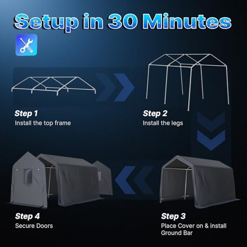 ADVANCE OUTDOOR 7x12 ft 2 Roll up Doors & Vents Outdoor Portable Storage ...