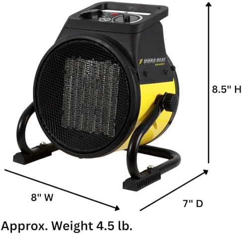 Dura Heat EUH1465 Electric Forced Air Heater with Pivoting Base 5,120 BTU, Ye...