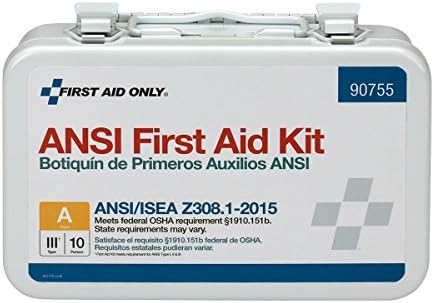 First Aid Only 90755 ANSI A 2015 and OSHA Compliant First Aid Kit, 10-Person ...