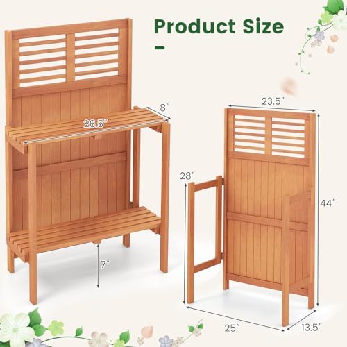 Giantex Folding Potting Bench, 2-Tier Gardening Workstation w/Storage Shelves...