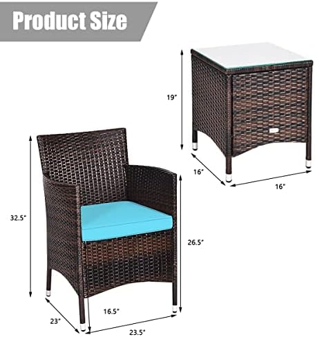 KOTEK 3 Piece Patio Furniture Set, Blue