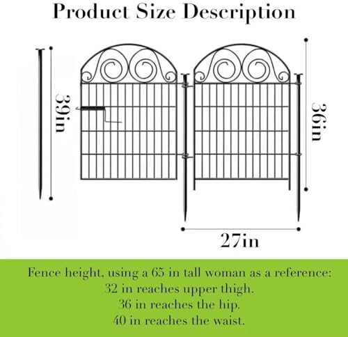 Getlay Tall Garden Fence with Gate, 36 Inch(H) 4 Panels Dog Fence Outdoor for...