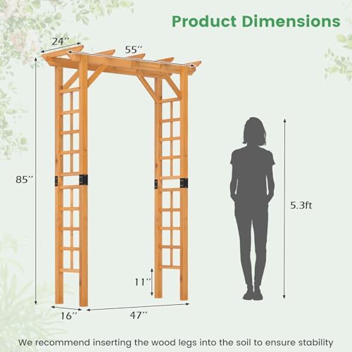 HAPPYGRILL 7 FT Wooden Garden Arch for Climbing Plants