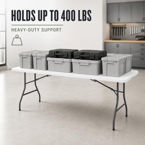 5FT Folding Table 2 Pack, Fold-in-Half Utility Table, White
