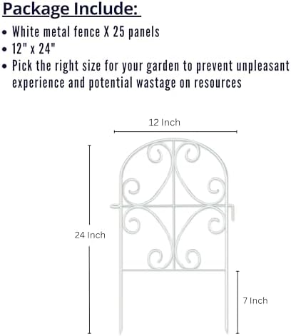 ShopLaLa Decorative Garden Fence (25 Panels) 12x24in Animal Barrier for Dog