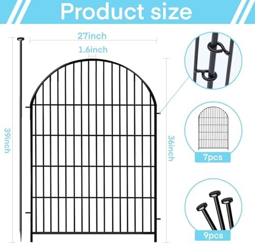 36in Tall Garden Animal Barrier, 8 Panels Pet Fence Outdoor | 17.5Ft Rustproo...