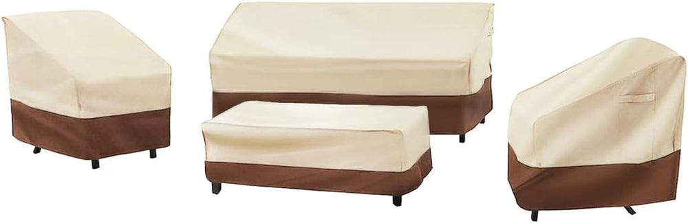 loriano Patio Furniture Cover Set Waterproof 4 Piece Beige Large