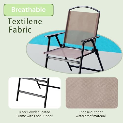 Outdoor Folding Patio Dining Sling Chairs with Mesh Fabric for Garden Lawn Co...