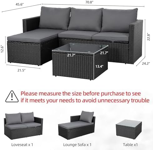 Shintenchi Outdoor Sectional Patio Furniture Set 4-Piece, All-Weather PE Ratt...
