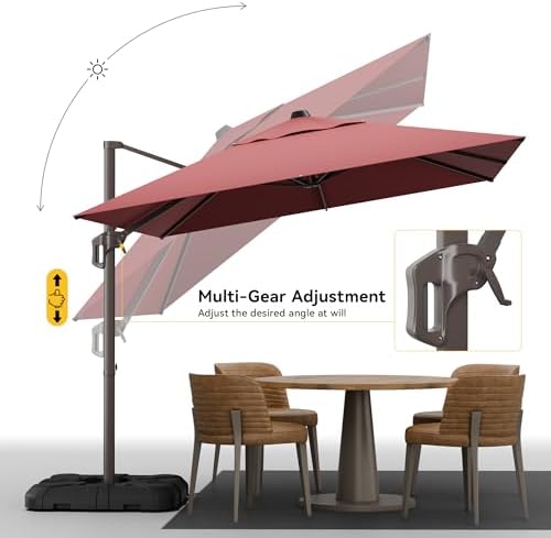 9x12 FT Cantilever Patio Umbrella, Large Rectangular Offset Outdoor Umbrella ...