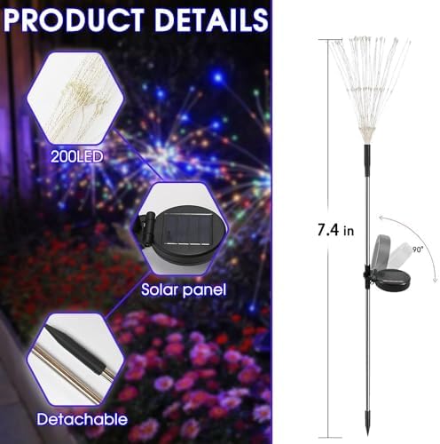 HPUFKOT Solar Garden Lights Outdoor,Waterproof Garden, 2PC 200 LED Twinkling ...